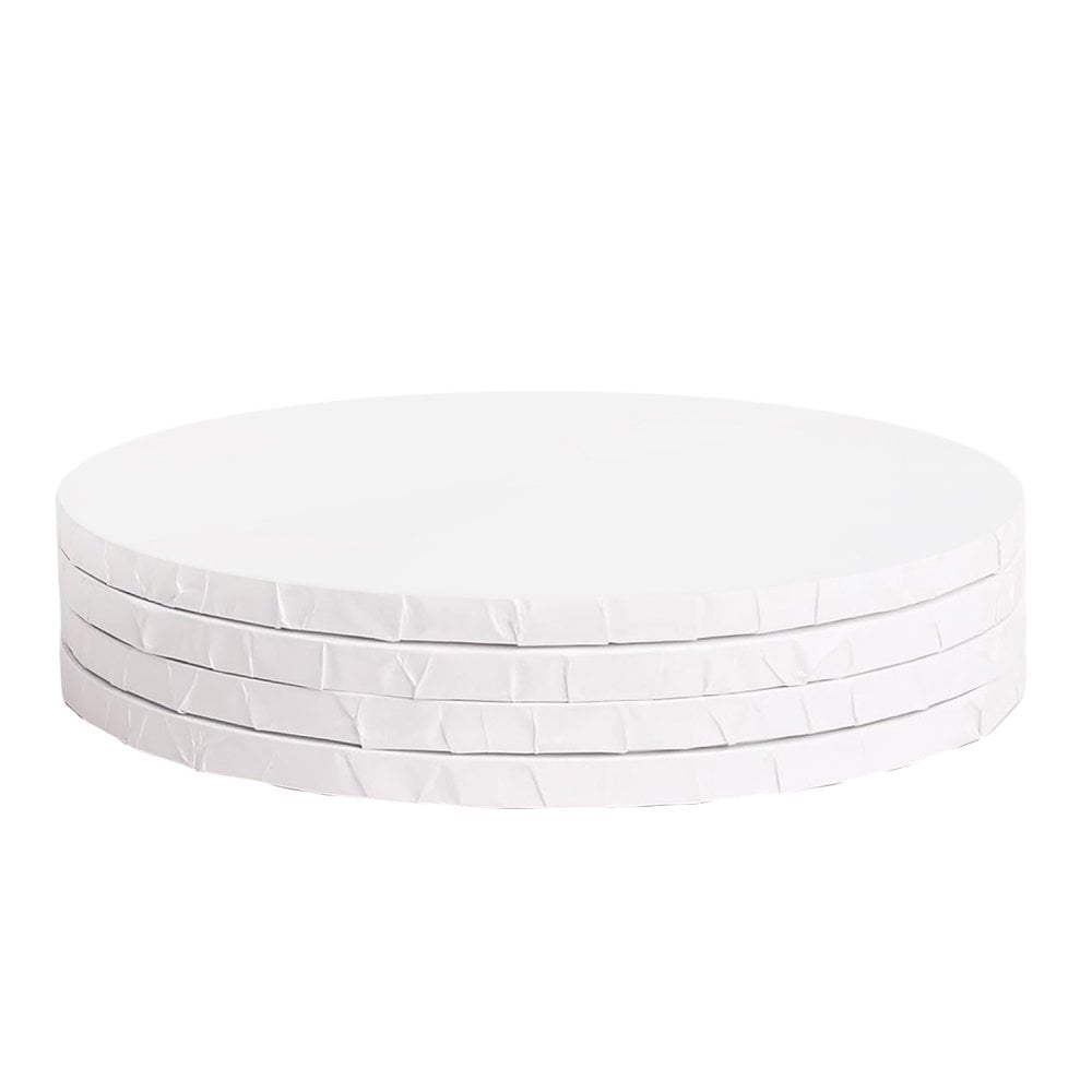 12mm Thick Matt White Round Masonite Cake Board. Extra Strong Drums. Perfect for Wedding Cakes. Choose your Size.