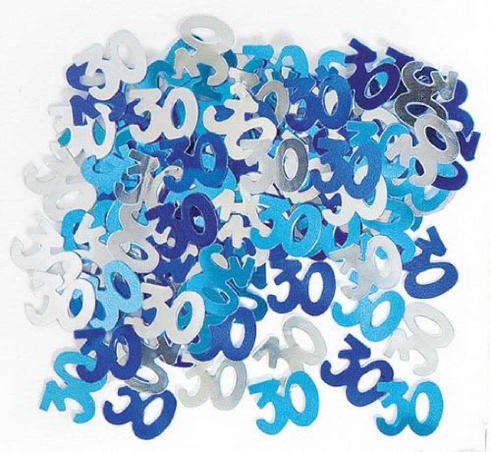 Blue and Silver Birthday Table confetti 18th, 21st, 30th, 40th, 50th, 60th, 70th