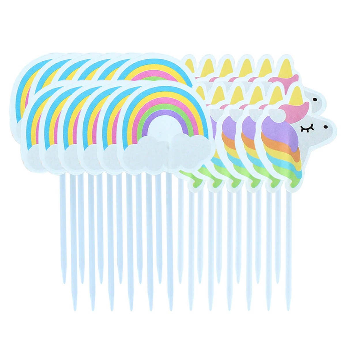 Unicorn And Rainbow Cupcake/Cake Decorative Pics. 24 Pack.