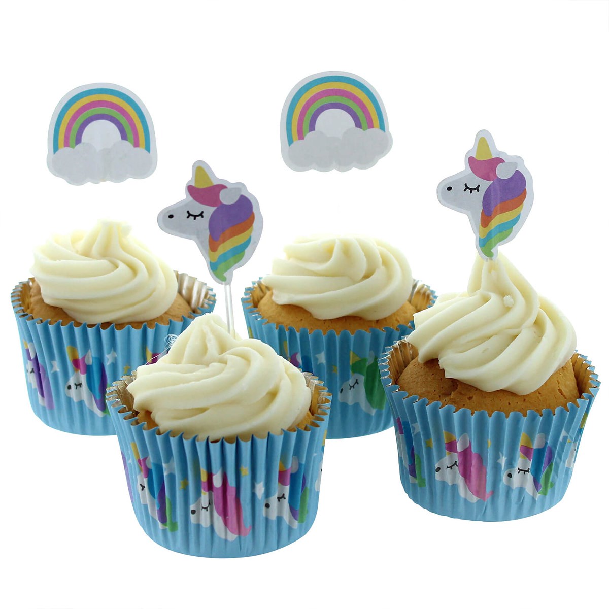 Unicorn And Rainbow Cupcake/Cake Decorative Pics. 24 Pack.