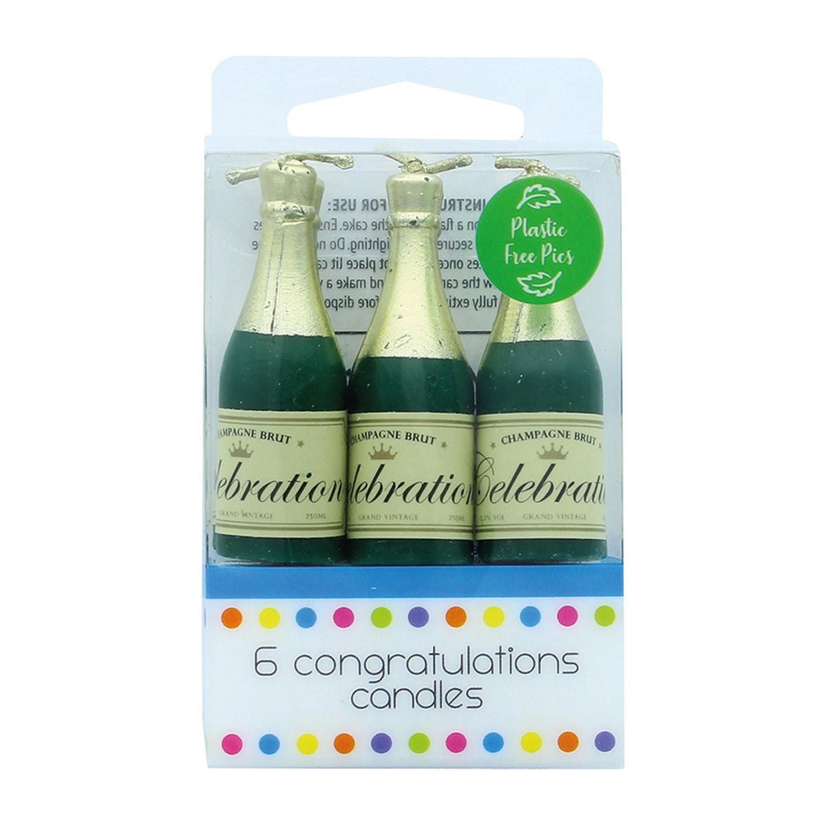 6 Celebration Cake Cupcake Candles Champagne