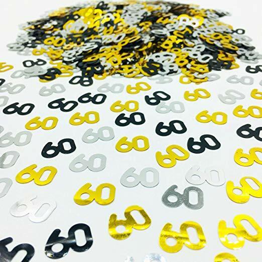 Black Gold and Silver Birthday Table confetti 18th, 21st, 30th, 40th, 50th, 60th, 70th