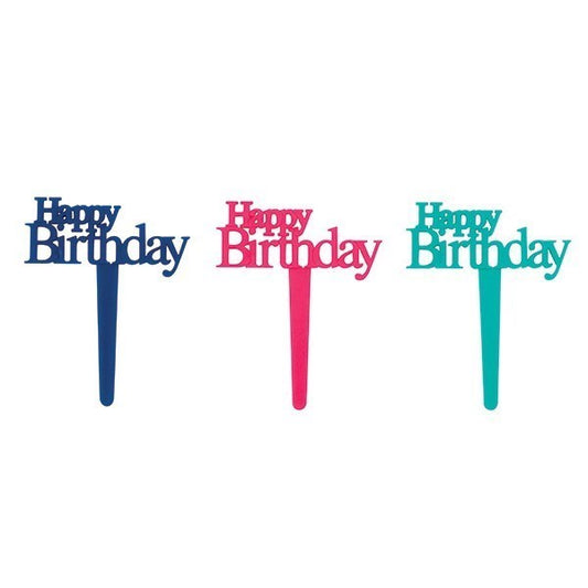 45mm Happy Birthday Cake Cupcake Pick Pic