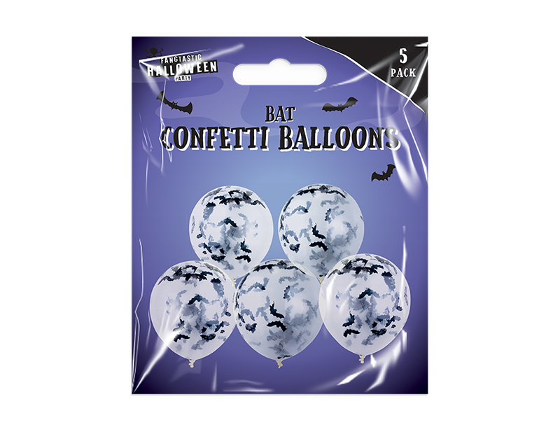 5 Pk 12" Halloween Bat Confetti Balloons Party Decorations Supplies Decor