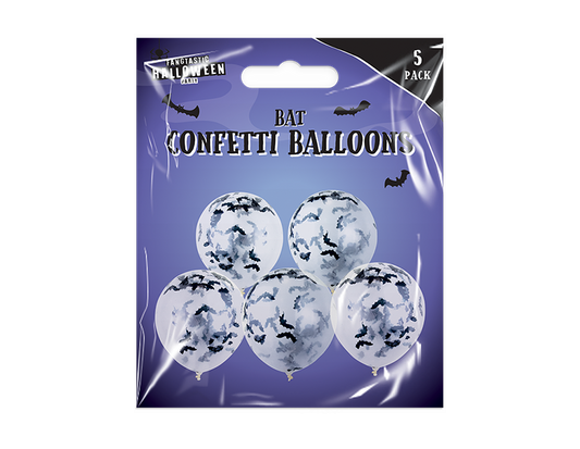 5 Pk 12" Halloween Bat Confetti Balloons Party Decorations Supplies Decor