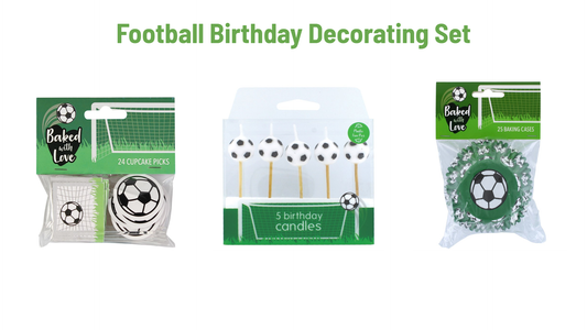 Football Birthday Decorating Set 3pc. Cake Cupcake Cases Candles Pics Party Set Pack Decorations.