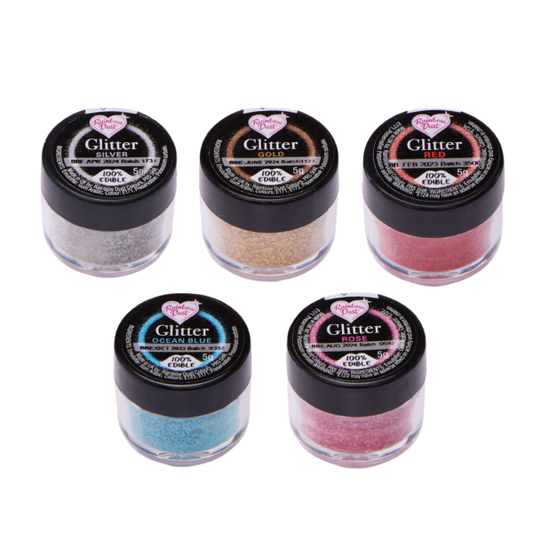 Rainbow Dust Glitter Pot 5g Multipack 5 Colours - Cake Cupcake Decoration Baking Biscuit Drinks