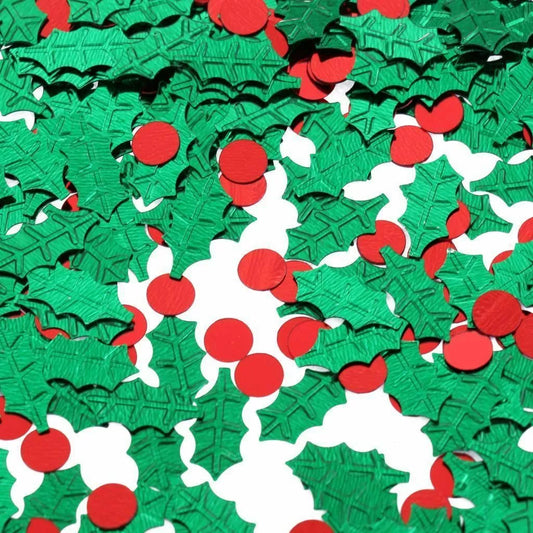 Christmas HOLLY & BERRY Party Table Confetti Decorations Sprinkles Reusable 15g