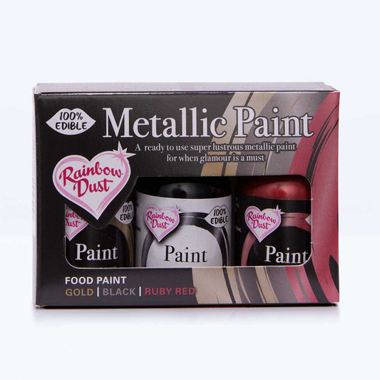 Rainbow Dust Metallic Paint Multipack 3 Colours - Cake Cupcake Biscuits Decoration Baking