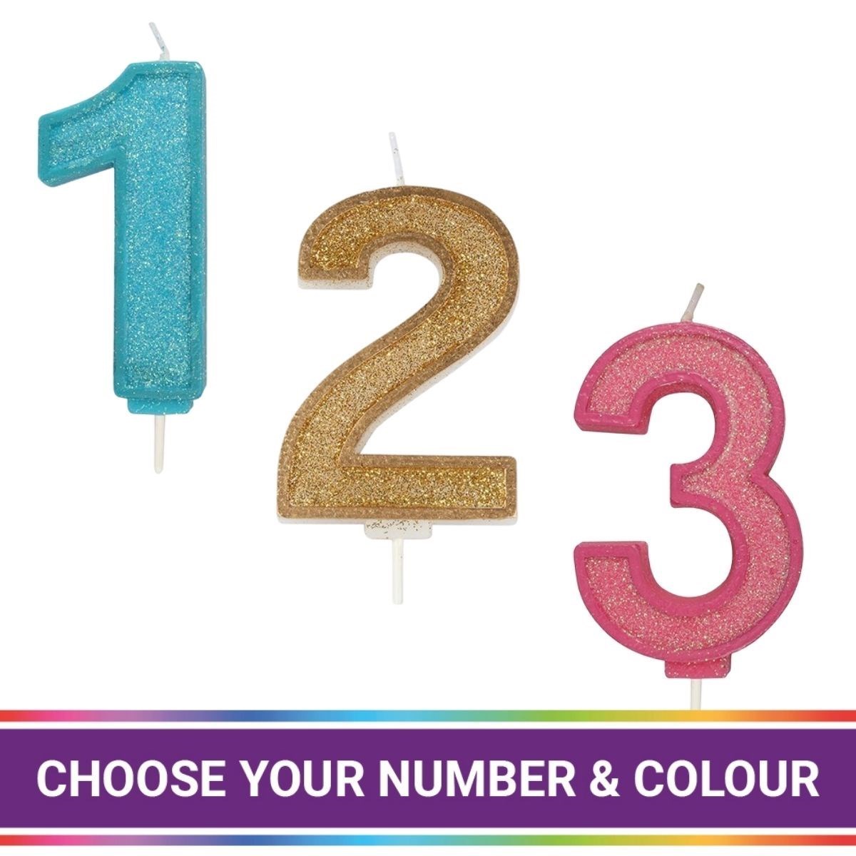 Sparkle Numeral Candles Pick your number and Colour