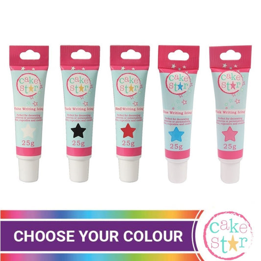 Cake Star Writing Icing. Available in White, Black, Red, Pink and Blue.