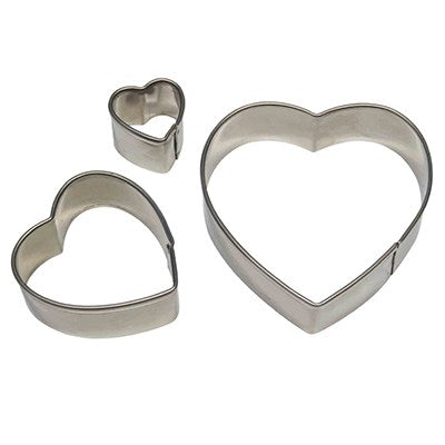 PME STAINLESS STEEL Cake Cupcake CUTTERS - HEART SET/3