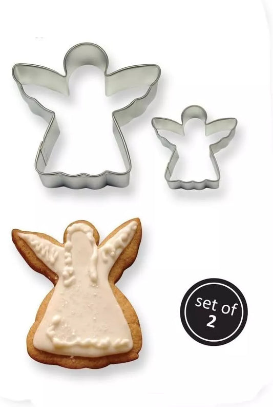 PME Angel/Fairy Cookie Cutters Metal Cake Shape Christmas Pack Of 2 Small and Large