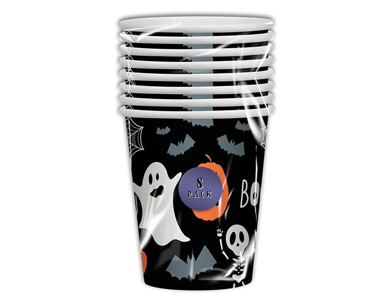 Halloween Party 32Pc Tableware Set Decorations Supplies Kids Ghost Bat Skeleton BOO Plates Napkins Paper Cups