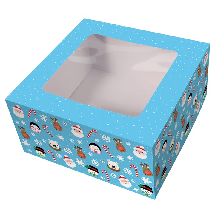 Christmas Friends Blue 10" Cake or 6/12 Cupcake Box. Perfect for all of your festive cakes and bakes.