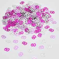 Pink and Silver Birthday Table confetti 18th, 21st, 30th, 40th, 50th, 60th, 70th