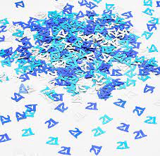 Blue and Silver Birthday Table confetti 18th, 21st, 30th, 40th, 50th, 60th, 70th