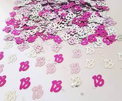 Pink and Silver Birthday Table confetti 18th, 21st, 30th, 40th, 50th, 60th, 70th