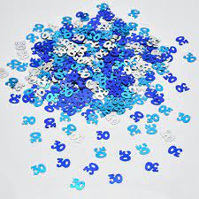 Blue and Silver Birthday Table confetti 18th, 21st, 30th, 40th, 50th, 60th, 70th