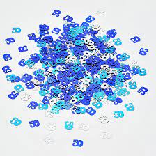 Blue and Silver Birthday Table confetti 18th, 21st, 30th, 40th, 50th, 60th, 70th