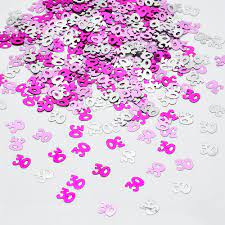 Pink and Silver Birthday Table confetti 18th, 21st, 30th, 40th, 50th, 60th, 70th