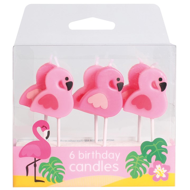 Flamingo Birthday Decorating Set 3pc. Cake Cupcake Cases Candles Pics Party Set Pack Decorations.