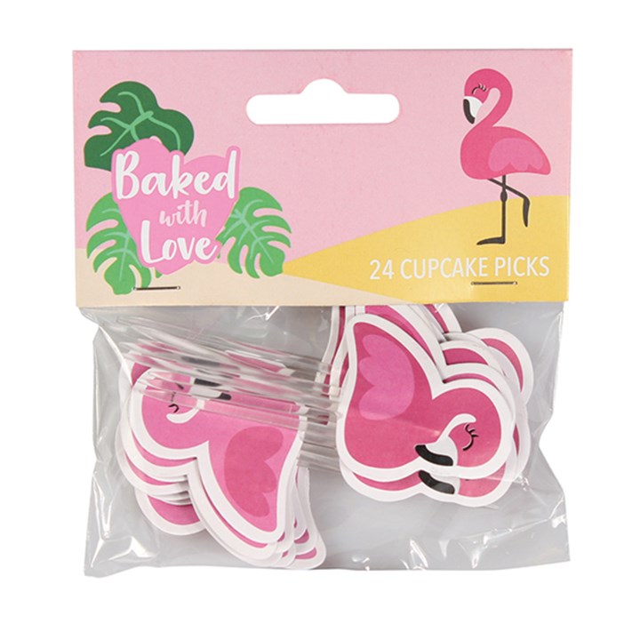 Flamingo Birthday Decorating Set 3pc. Cake Cupcake Cases Candles Pics Party Set Pack Decorations.