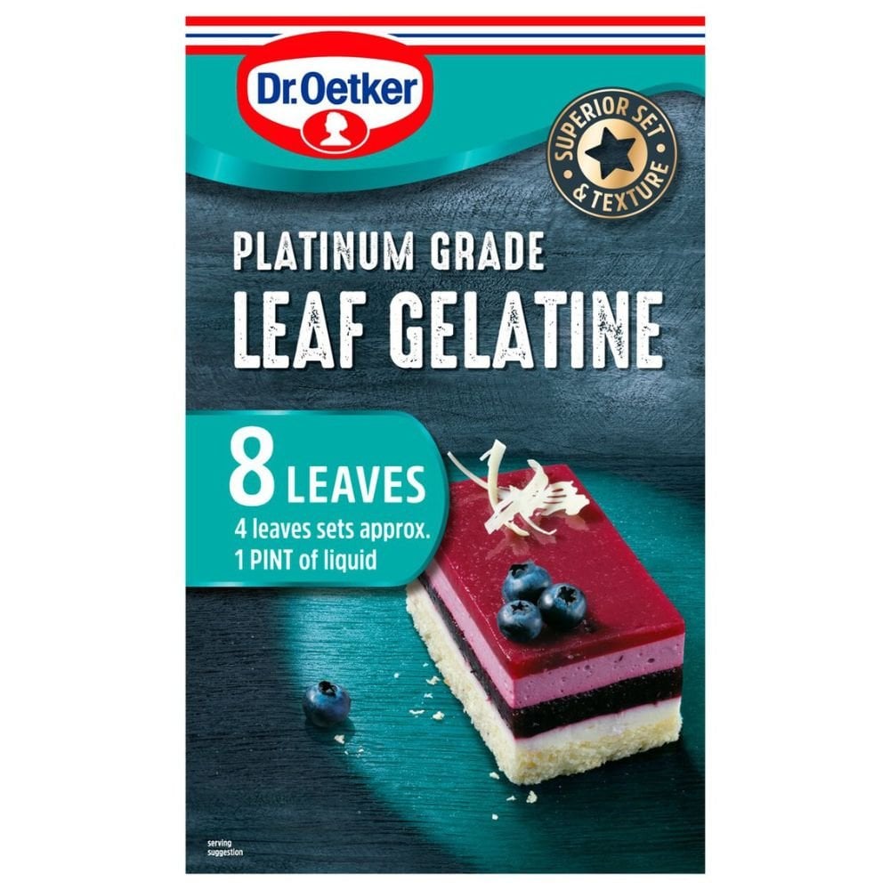 Leaf Gelatine Gelatin Platinum Grade Jelly Mousse Dr. Oetker 8 Sheets 13g