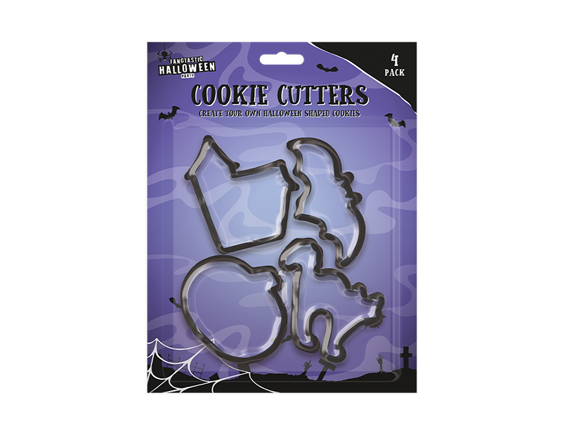 Halloween Plastic Cookie Biscuit Cutters Baking Decorations Pumpkin Cat Bat Spooky House. Black, White or Orange