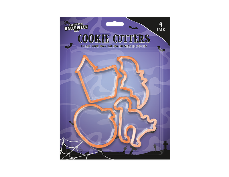 Halloween Plastic Cookie Biscuit Cutters Baking Decorations Pumpkin Cat Bat Spooky House. Black, White or Orange