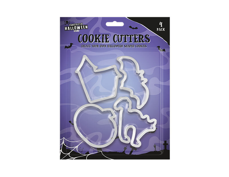 Halloween Plastic Cookie Biscuit Cutters Baking Decorations Pumpkin Cat Bat Spooky House. Black, White or Orange