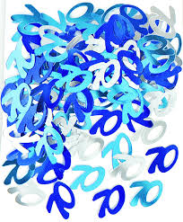 Blue and Silver Birthday Table confetti 18th, 21st, 30th, 40th, 50th, 60th, 70th