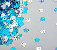 Blue and Silver Birthday Table confetti 18th, 21st, 30th, 40th, 50th, 60th, 70th