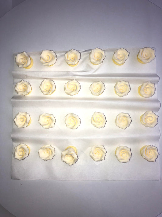 48 Pk Handmade Ivory Sugar Roses Cake Cupcake Edible Decorations. Perfect for Wedding and Celebration Cakes.