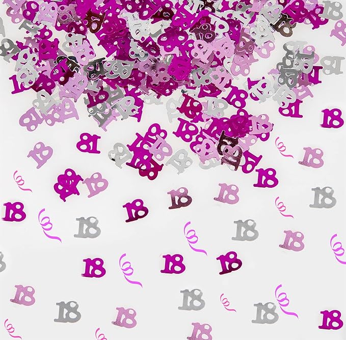 Pink and Silver Birthday Table confetti 18th, 21st, 30th, 40th, 50th, 60th, 70th