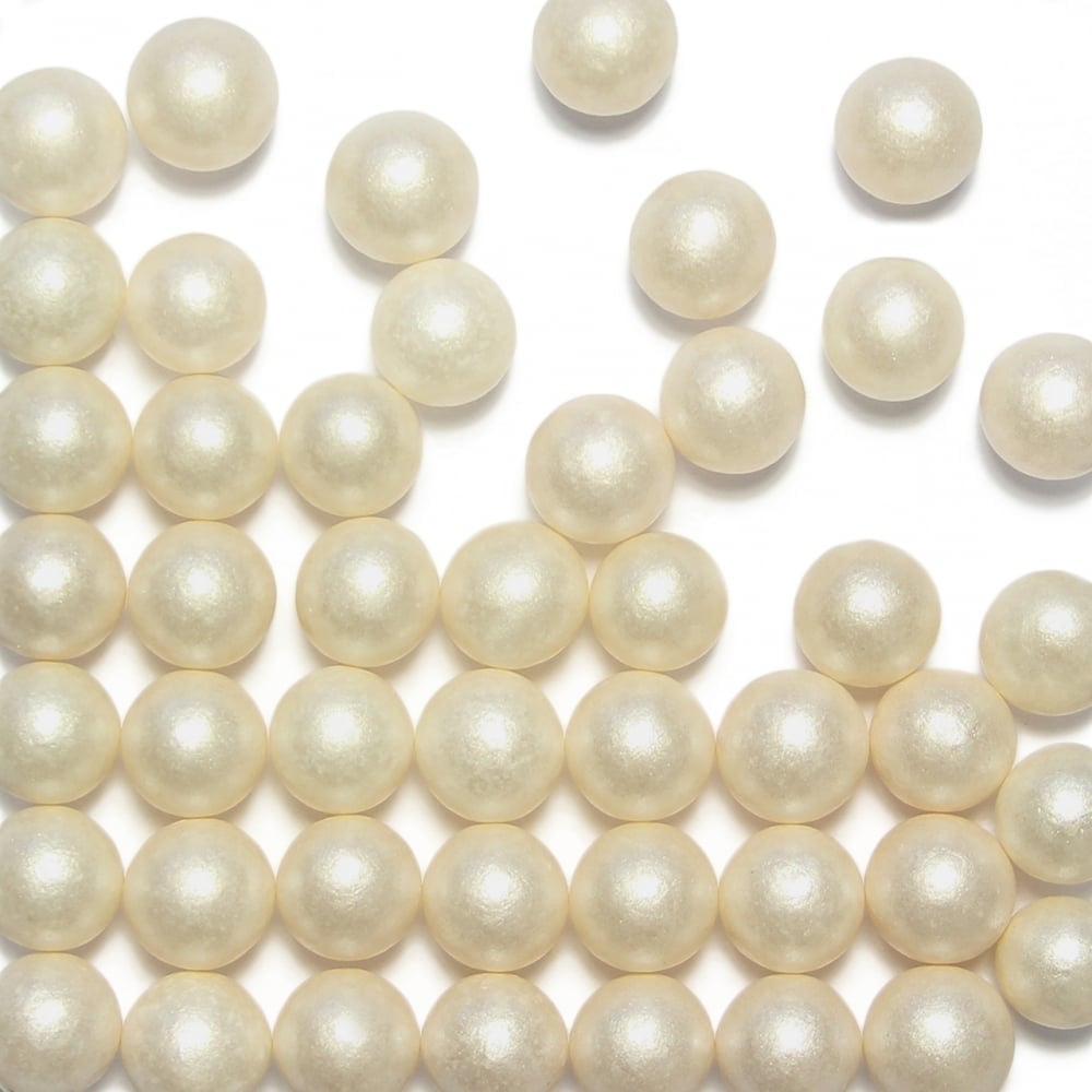 PME White - 7mm Sugar Pearls 90g Edible Sprinkles Confetti Decorations Cakes Cookies Cupcakes Wedding