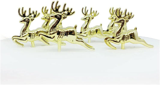 1 X Plastic Christmas Gold Reindeer Cake/Cupcake Topper