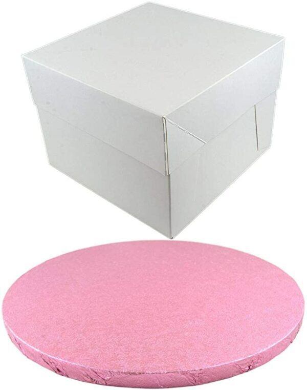 Coloured ROUND Drum 12mm Thick and Cake Box Set COMBO - Choose your Size and Colour