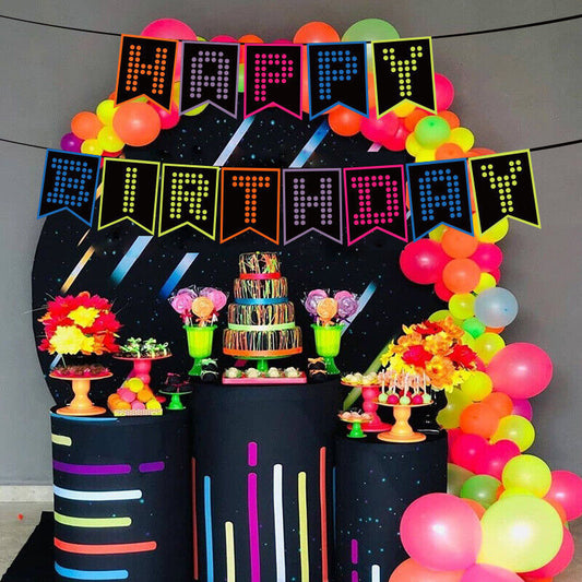 HAPPY BIRTHDAY RETRO BANNER BUNTING LETTER HANGING PARTY DECORATION GARLAND