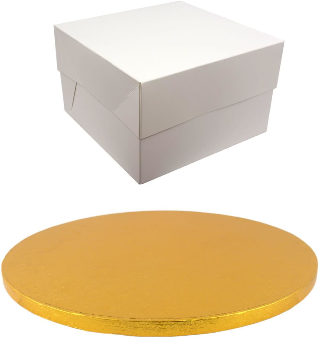 Coloured ROUND Drum 12mm Thick and Cake Box Set COMBO - Choose your Size and Colour