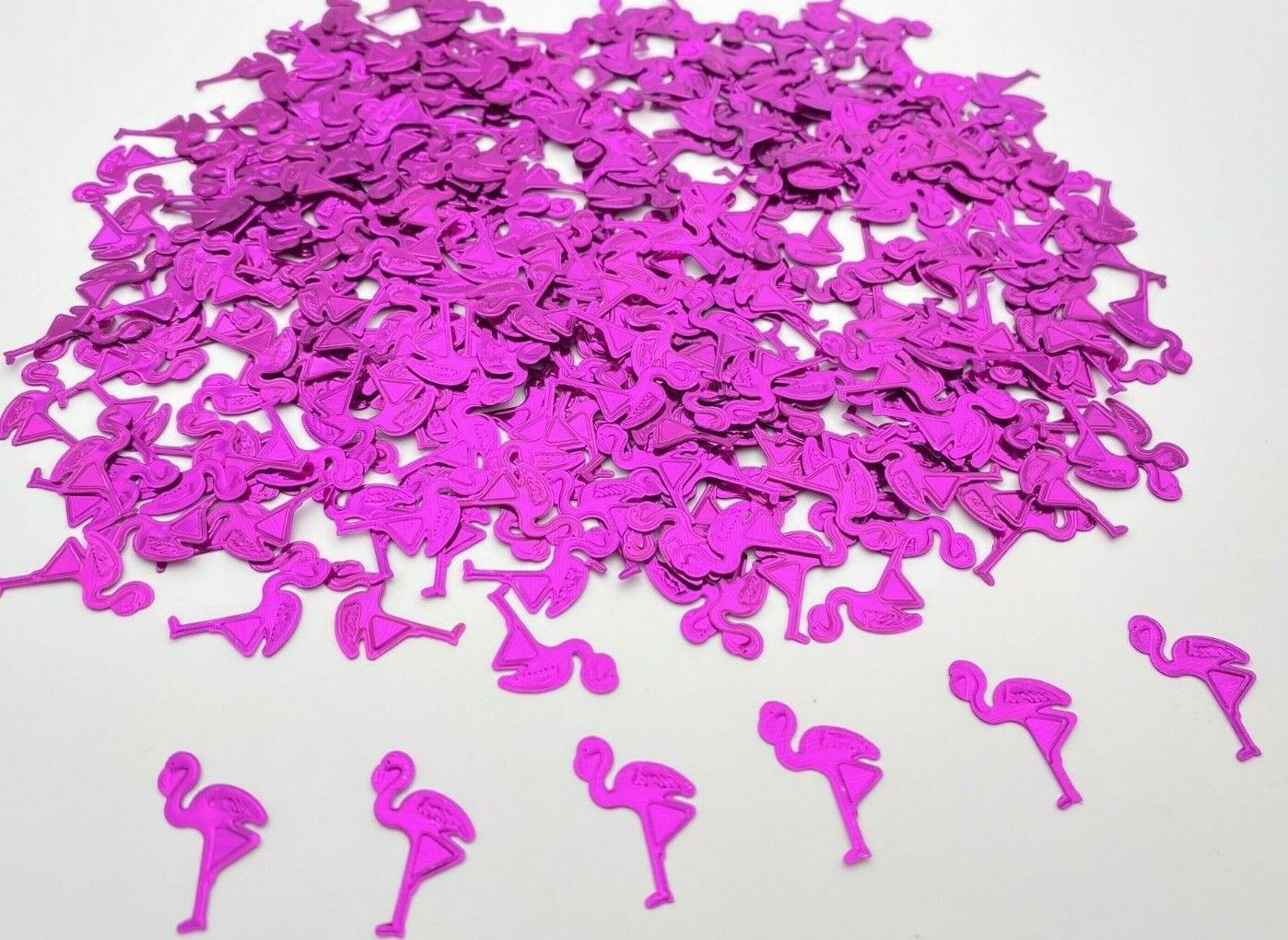 Pink Metallic Birthday Table confetti Flamingo shaped theme