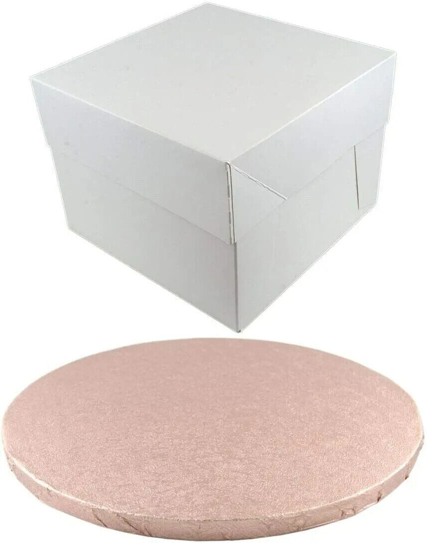 Coloured ROUND Drum 12mm Thick and Cake Box Set COMBO - Choose your Size and Colour