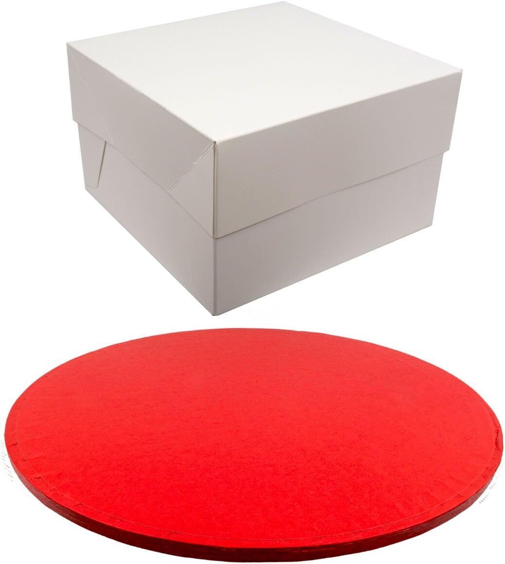 Coloured ROUND Drum 12mm Thick and Cake Box Set COMBO - Choose your Size and Colour