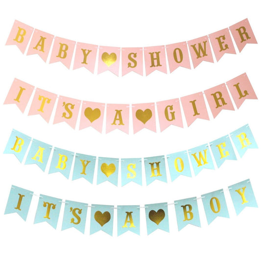 Baby Shower Banner Boy Or Girl Bunting Photo Prop Party Garland Hanging Decor