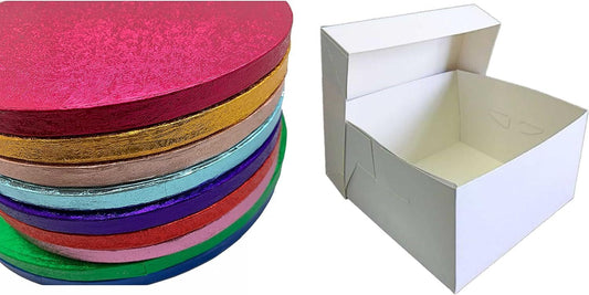 Coloured ROUND Drum and Cake Box Set COMBO - Choose your Size and Colour