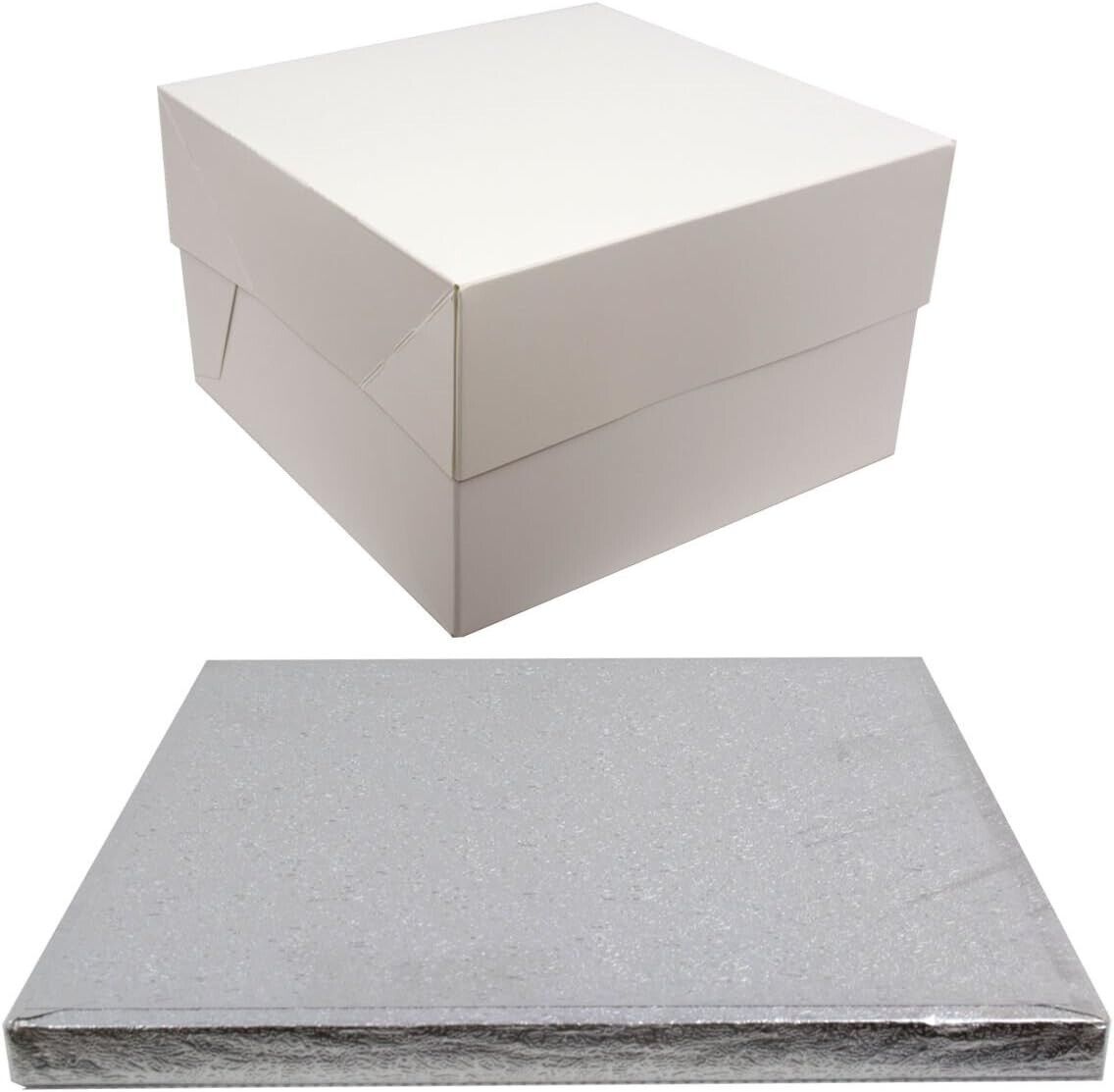 Silver Cake Drum 12mm Thick and Box Set COMBO - Choose your Size and Shape