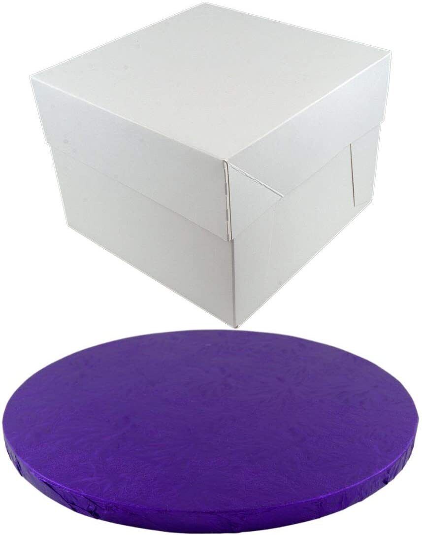 Coloured ROUND Drum 12mm Thick and Cake Box Set COMBO - Choose your Size and Colour