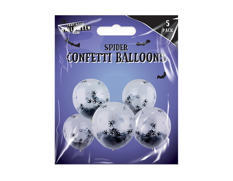 5 Pk 12" Halloween Spider Confetti Balloons Party Decorations Supplies Decor