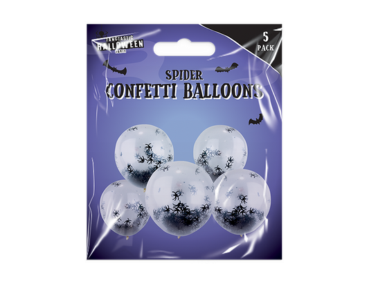 5 Pk 12" Halloween Spider Confetti Balloons Party Decorations Supplies Decor