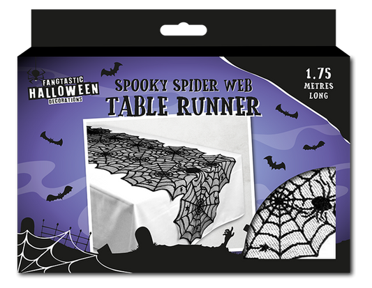 1.75m Halloween Spider Web Table Runner Party Decoration Buffet